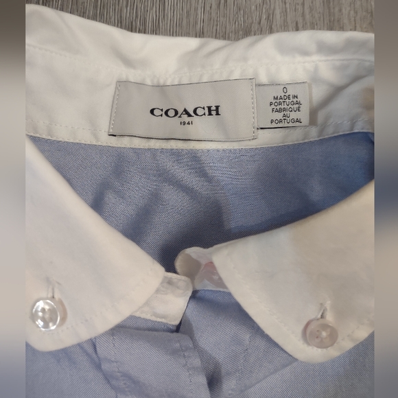 Coach Light Blue White Collar Button Down  Shirt - Picture 4 of 9